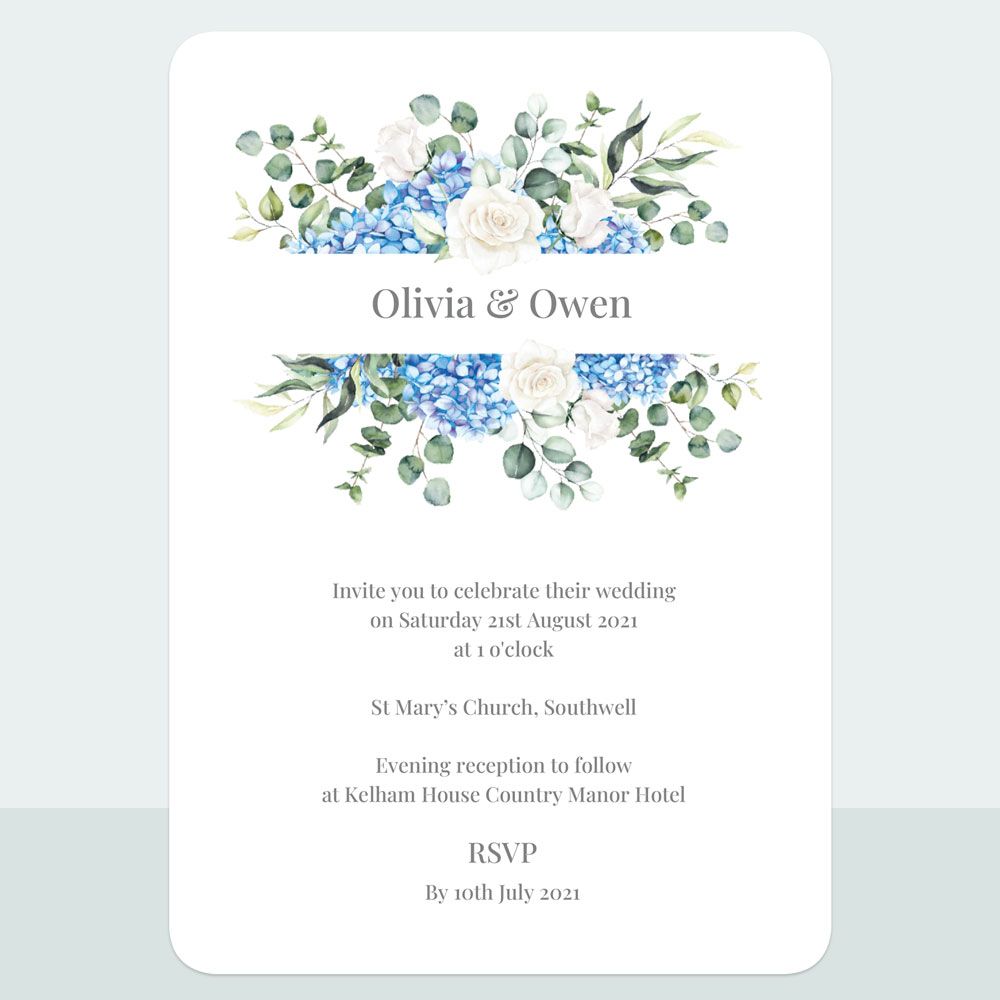 Hydrangea Bouquet - Wedding Invitation & Information Card Suite