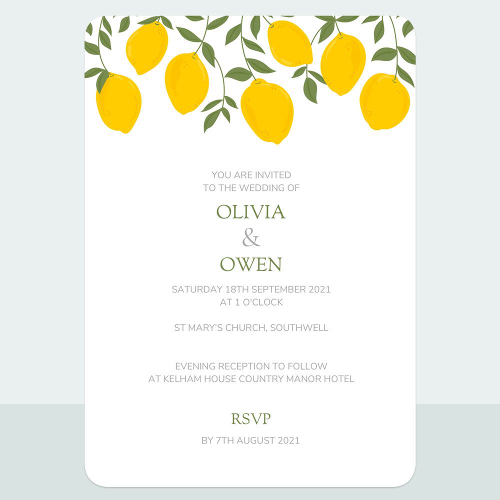Lemons - Wedding Invitation & Information Card Suite