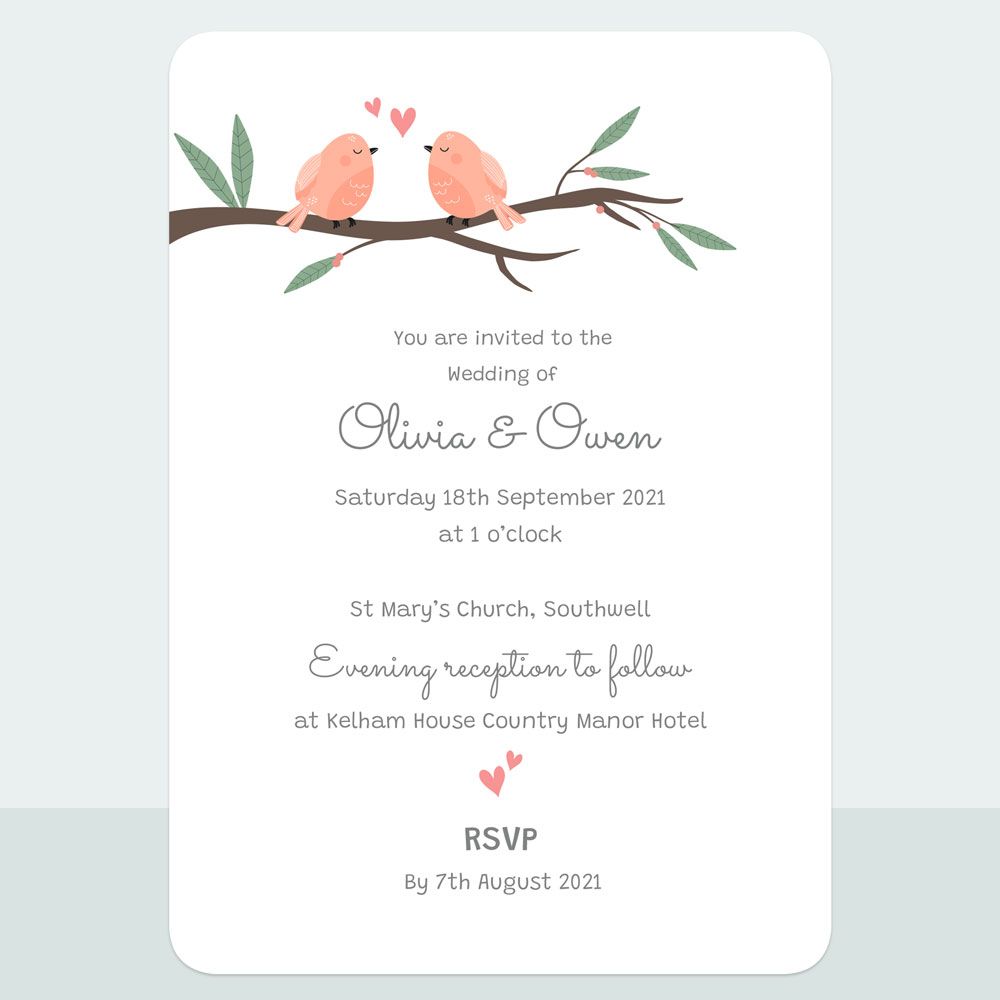 Love Birds - Wedding Invitation & Information Card Suite