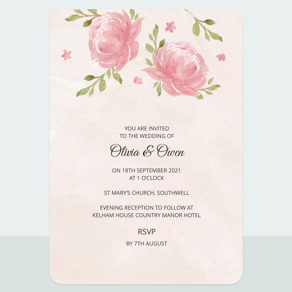 Painted Peonies - Wedding Invitation & Information Card Suite