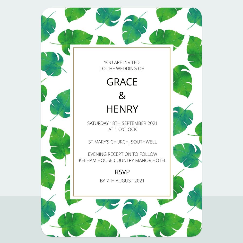 Tropical Palm - Wedding Invitation & Information Card Suite