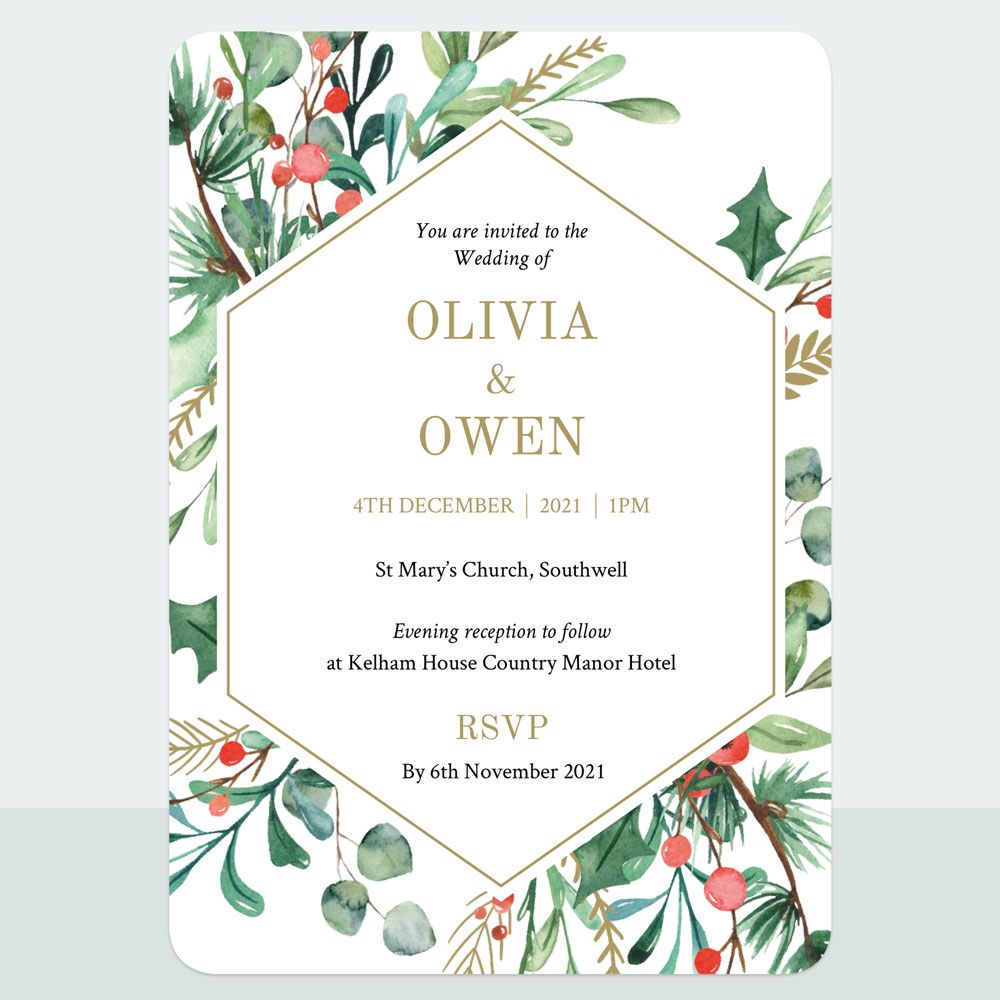 Winter Berry - Wedding Invitation & Information Card Suite