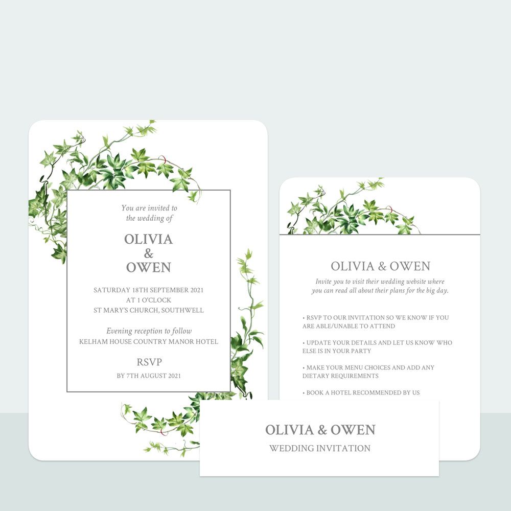 Ivy Garland - Wedding Invitation & Information Card Suite