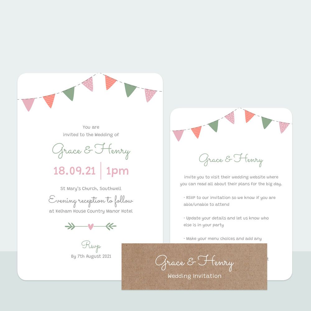 Rustic Bunting - Wedding Invitation & Information Card Suite