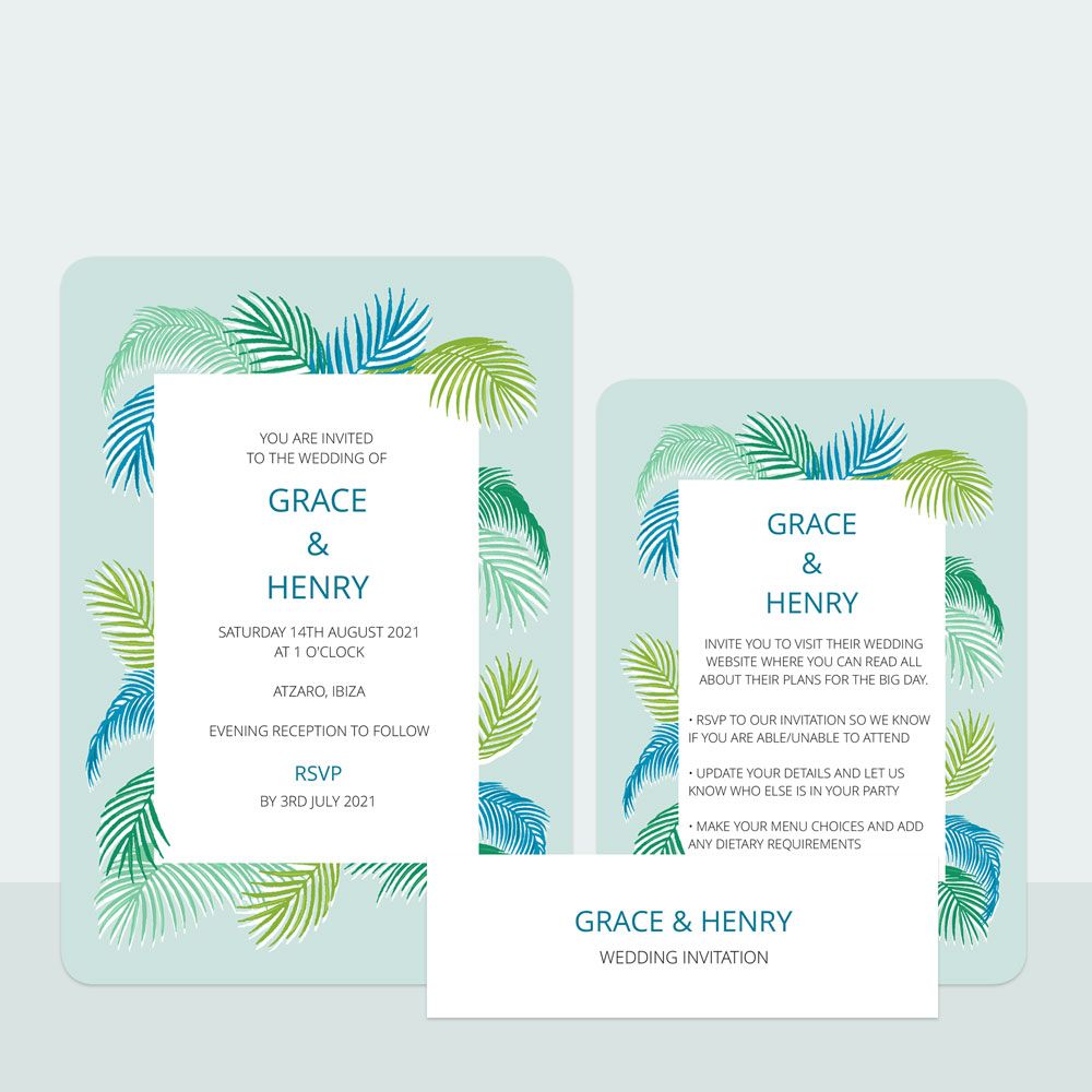 Tropical Fern - Wedding Invitation & Information Card Suite