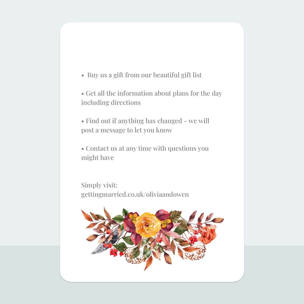 Autumn Bouquet - Wedding Invitation & Information Card Suite