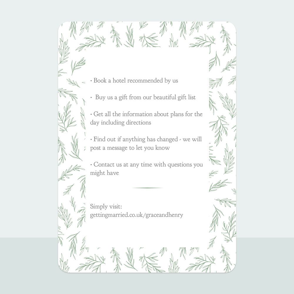 Dainty Leaf Border - Wedding Invitation & Information Card Suite