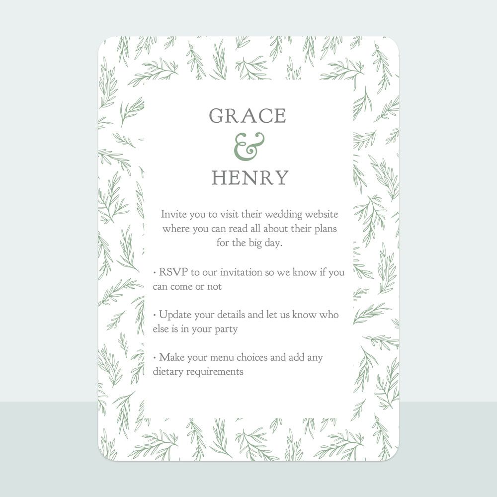 Dainty Leaf Border - Wedding Invitation & Information Card Suite