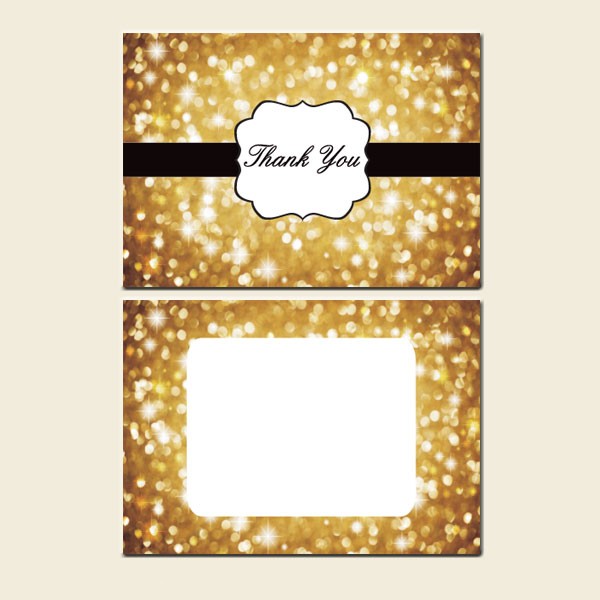 Thank You Cards - Gold Glitter Pattern - Pack of 10