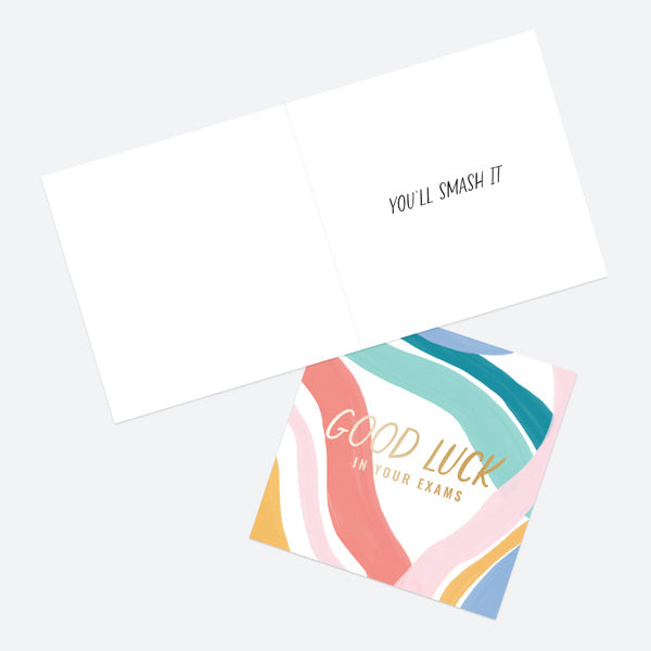 Luxury Foil Good Luck Card - Abstract Colours - Good Luck In Your Exams