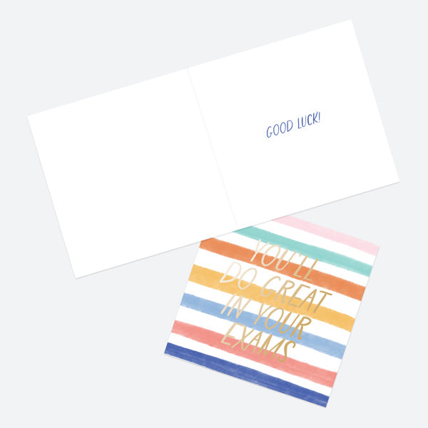Luxury Foil Good Luck Card - Abstract Colours - You'll Do Great In Your Exams