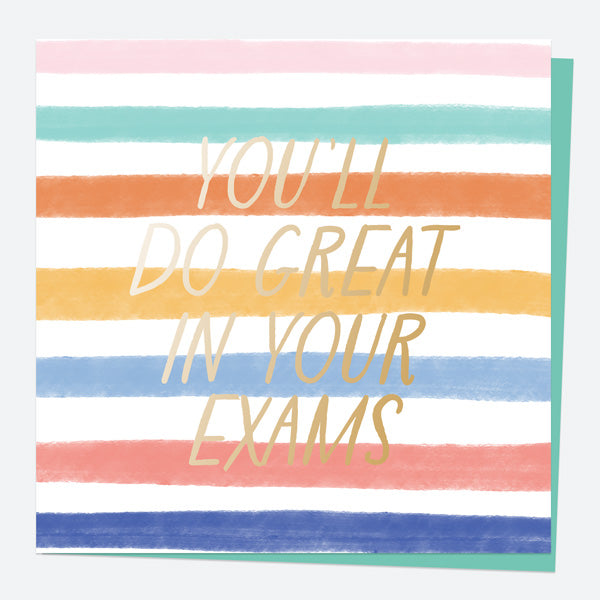 Luxury Foil Good Luck Card - Abstract Colours - You'll Do Great In Your Exams