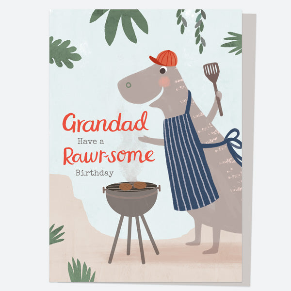 Grandad Birthday Card - Dinosaur Grandad - Rawr-some Barbeque