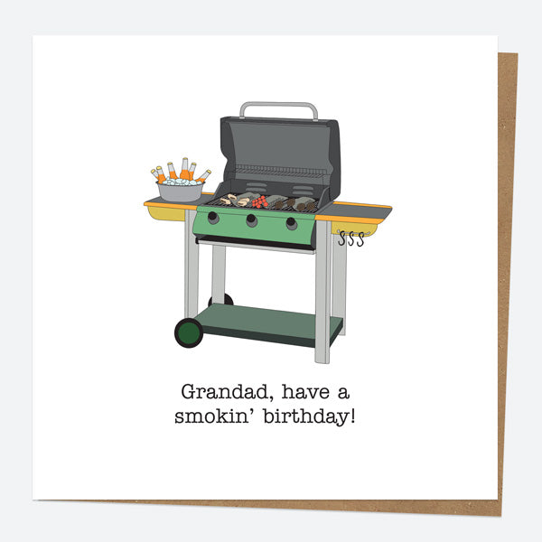 Grandad Birthday Card - Hand Drawn Funnies - BBQ - Smokin' Birthday - Grandad