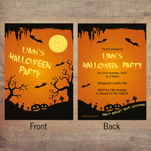 Halloween Invitations - Graveyard Silhouette - Pack of 10