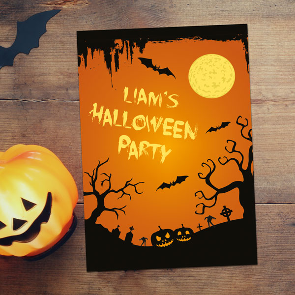 Halloween Invitations - Graveyard Silhouette - Pack of 10