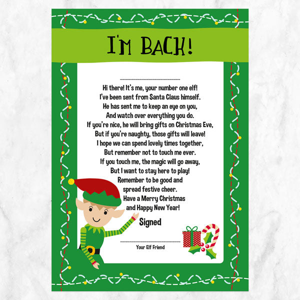 Green Mistletoe Elf - Christmas Elf Letters with Reports & Award Stickers