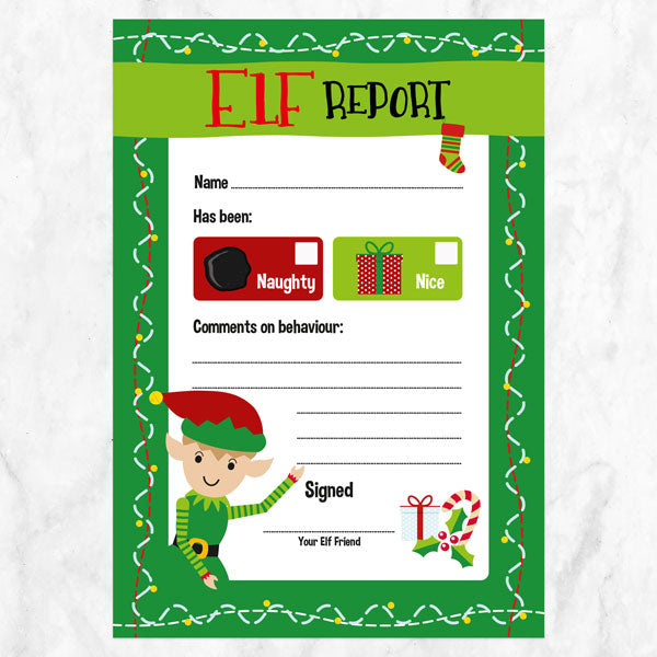 Green Mistletoe Elf - Christmas Elf Letters with Reports & Award Stickers