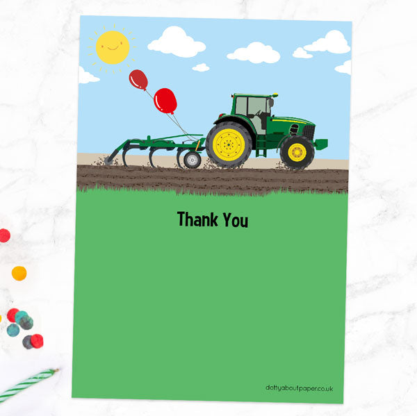 Ready to Write Kids Thank You Cards - Green Farm Tractor - Pack of 10