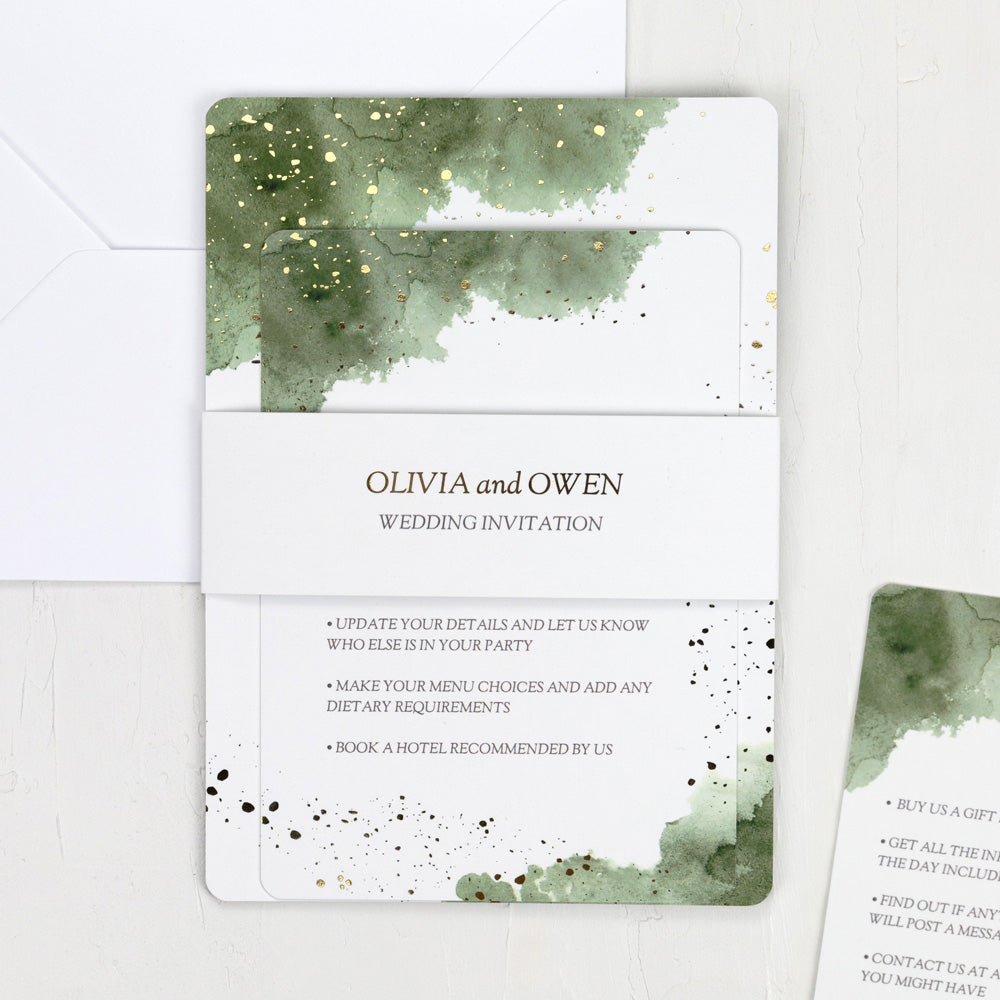 category header image Green Inkwash - Foil Wedding Invitation & Information Card Suite
