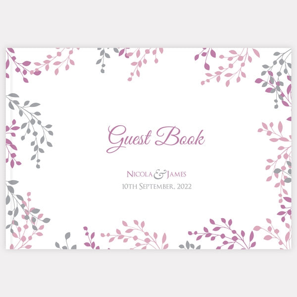 Delicate Leaf Border - Wedding Guest Book