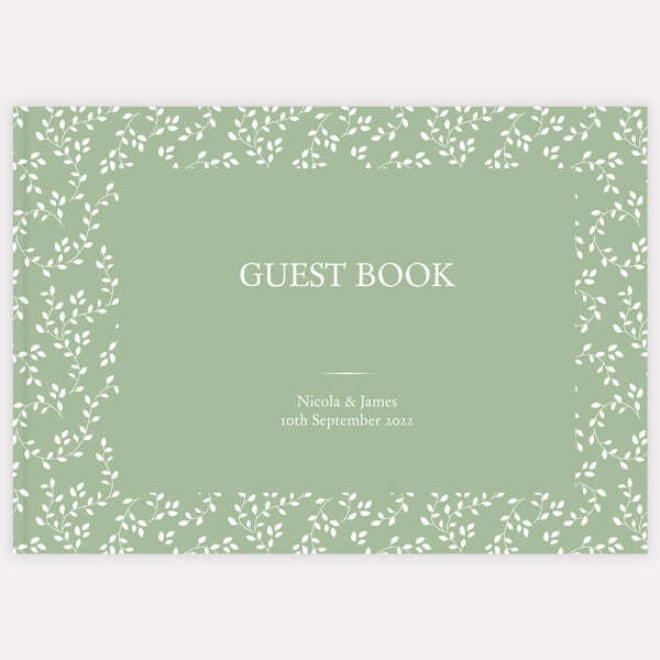 Delicate Leaf Pattern - Iridescent Wedding Guest Book