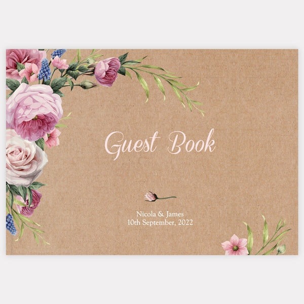 Kraft Vintage Flowers - Wedding Guest Book