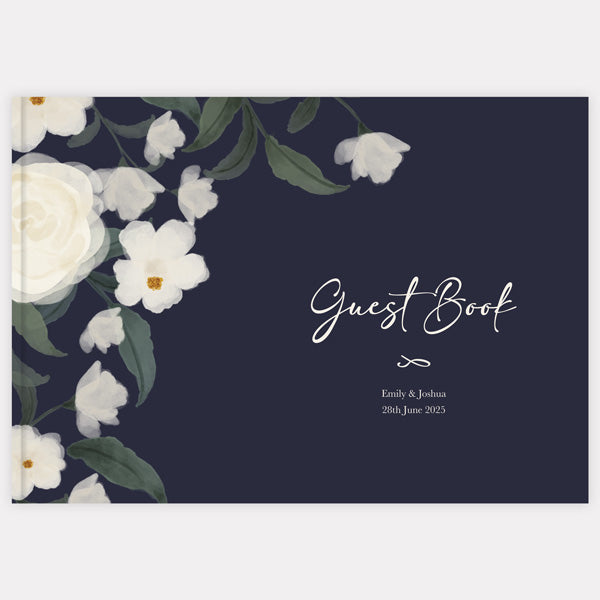Navy Country Flowers - Wedding Guest Book