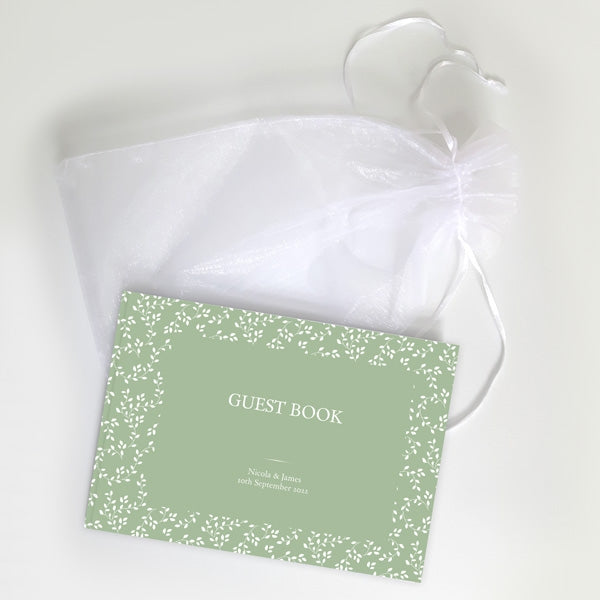 Delicate Leaf Pattern - Iridescent Wedding Guest Book