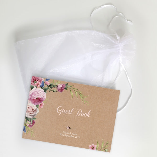 Kraft Vintage Flowers - Wedding Guest Book