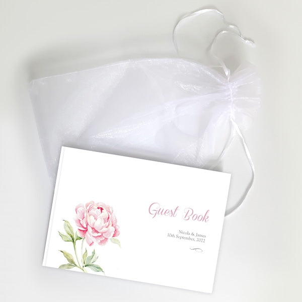 Pretty Pink Peony - Iridescent Wedding Guest Book