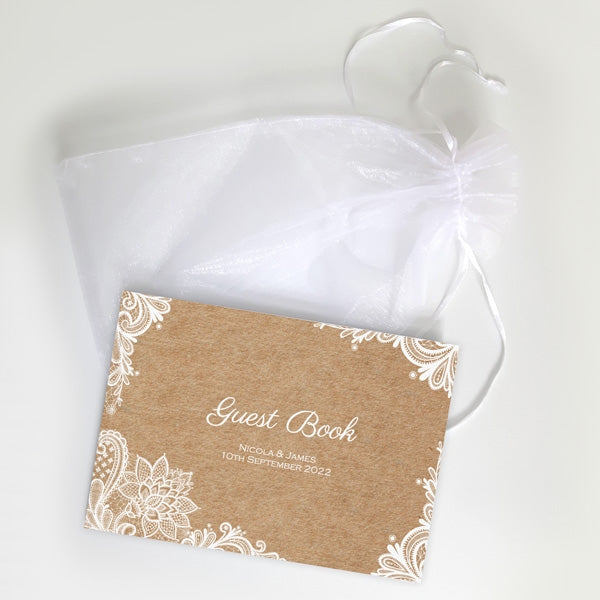 Rustic Wedding Lace - Wedding Guest Book