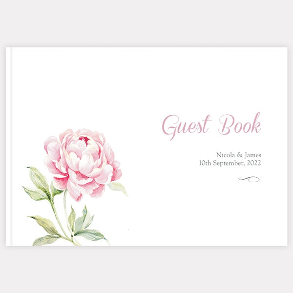 Pretty Pink Peony - Iridescent Wedding Guest Book