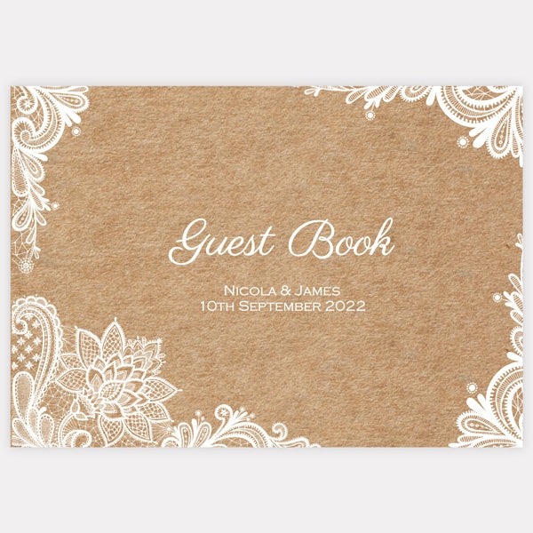 Rustic Wedding Lace - Wedding Guest Book