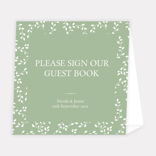 Delicate Leaf Pattern - Iridescent Wedding Guest Book
