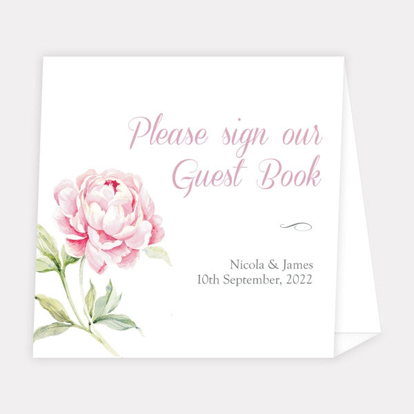 Pretty Pink Peony - Iridescent Wedding Guest Book