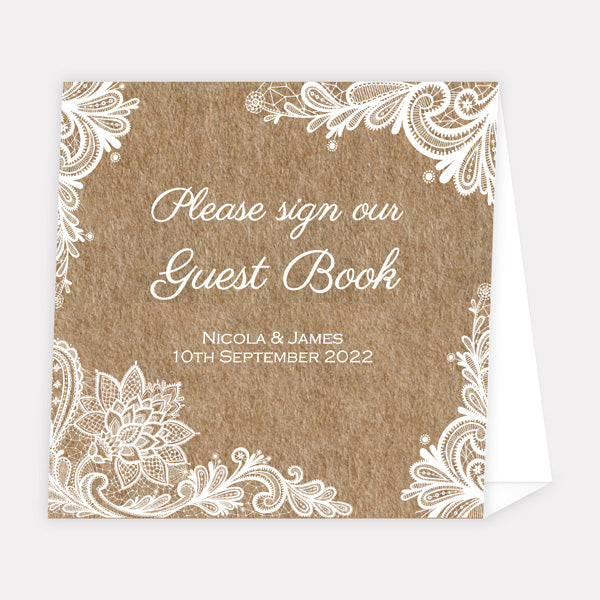 Rustic Wedding Lace - Wedding Guest Book