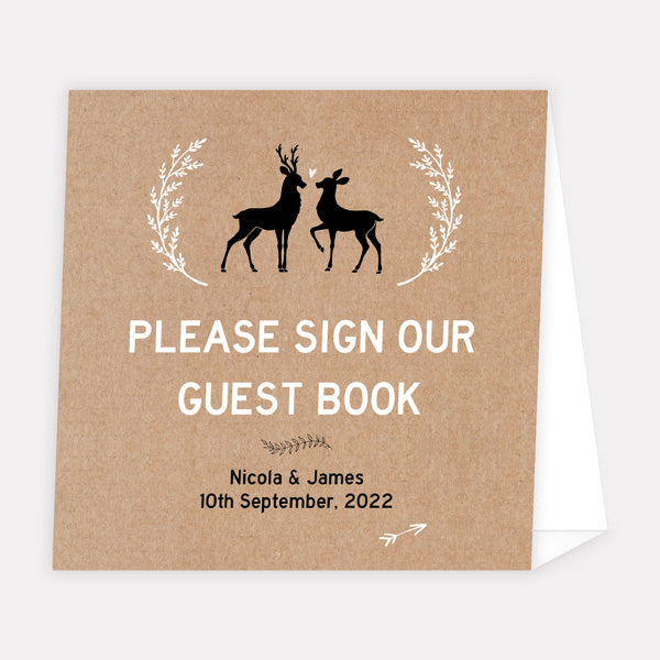 Rustic Woodland Deer - Wedding Guest Book
