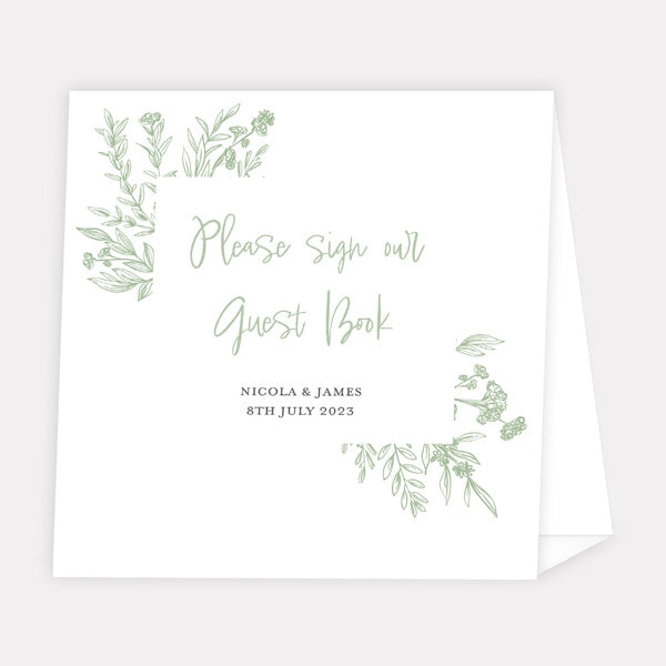 Wildflower Meadow Sketch - Iridescent Wedding Guest Book