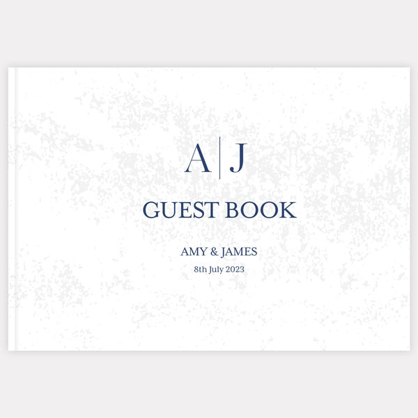 Textured Simplistic Monogram - Iridescent Wedding Guest Book