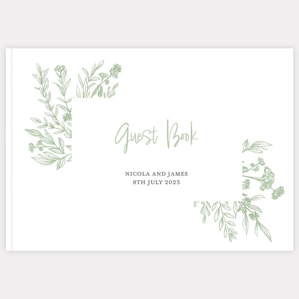 Wildflower Meadow Sketch - Iridescent Wedding Guest Book