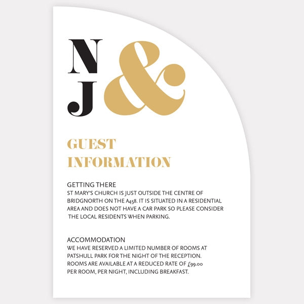 Metallic Ampersand - Metallic Guest Information Card