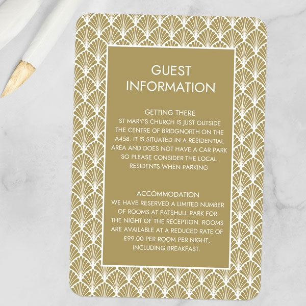 Art Deco Elegance - Iridescent Guest Information Card
