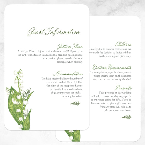 Lily of the Valley - Iridescent Guest Information Card