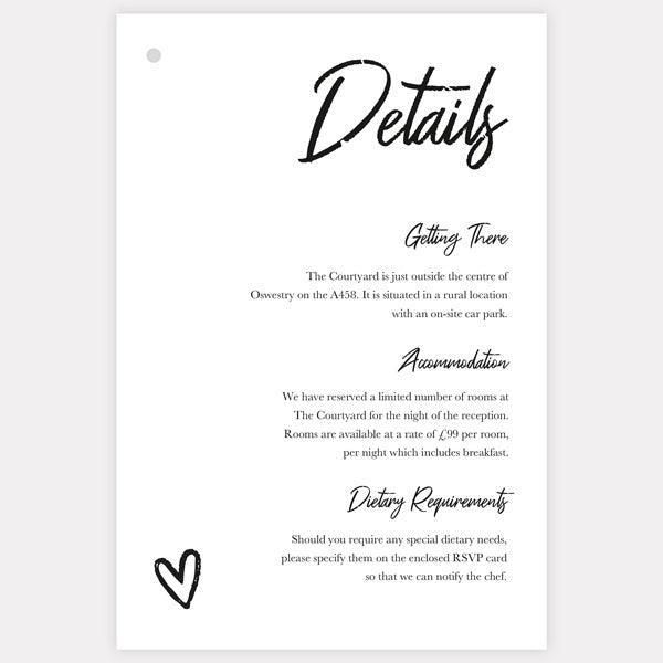 Calligraphy Heart Names Evening Invitation with Split Pin