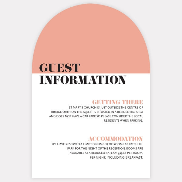 Colour Block Typography - Guest Information Card