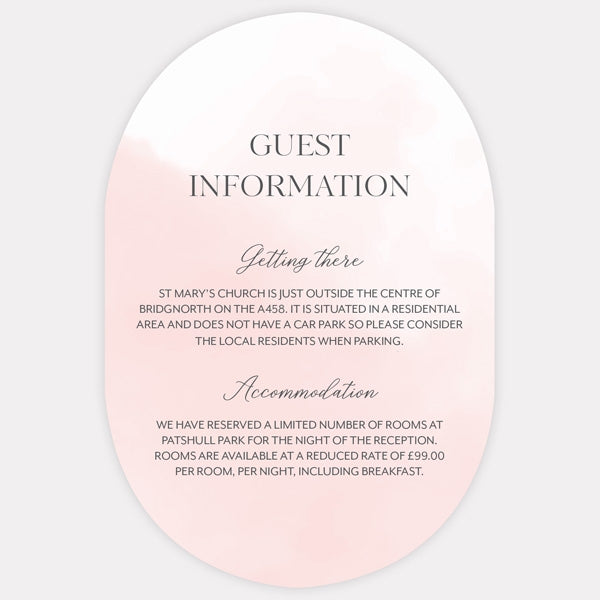 Delicate Inkwash - Iridescent Guest Information Card