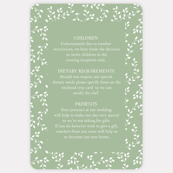 Delicate Leaf Pattern - Iridescent Guest Information Card