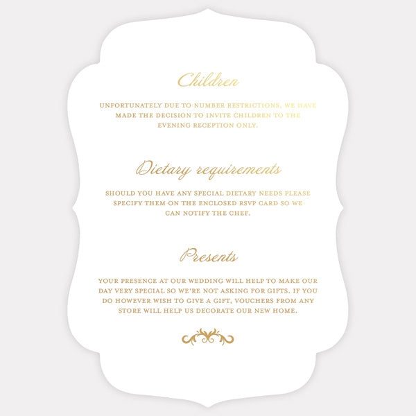 Elegant Monogram - Foil Guest Information Card