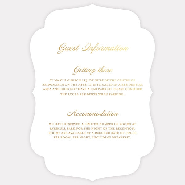 Elegant Monogram - Foil Guest Information Card